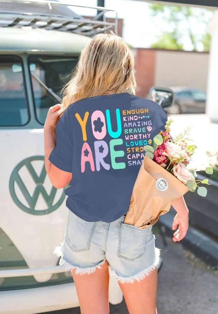 VILOVE You are Inspiration T Shirt Women Oversized Christian Shirts Positive Affirmation Tee Casual Blessed Saying Tops