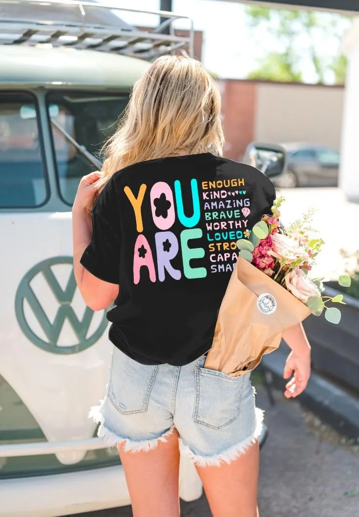 VILOVE You are Inspiration T Shirt Women Oversized Christian Shirts Positive Affirmation Tee Casual Blessed Saying Tops
