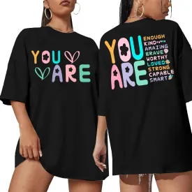 VILOVE You are Inspiration T Shirt Women Oversized Christian Shirts Positive Affirmation Tee Casual Blessed Saying Tops