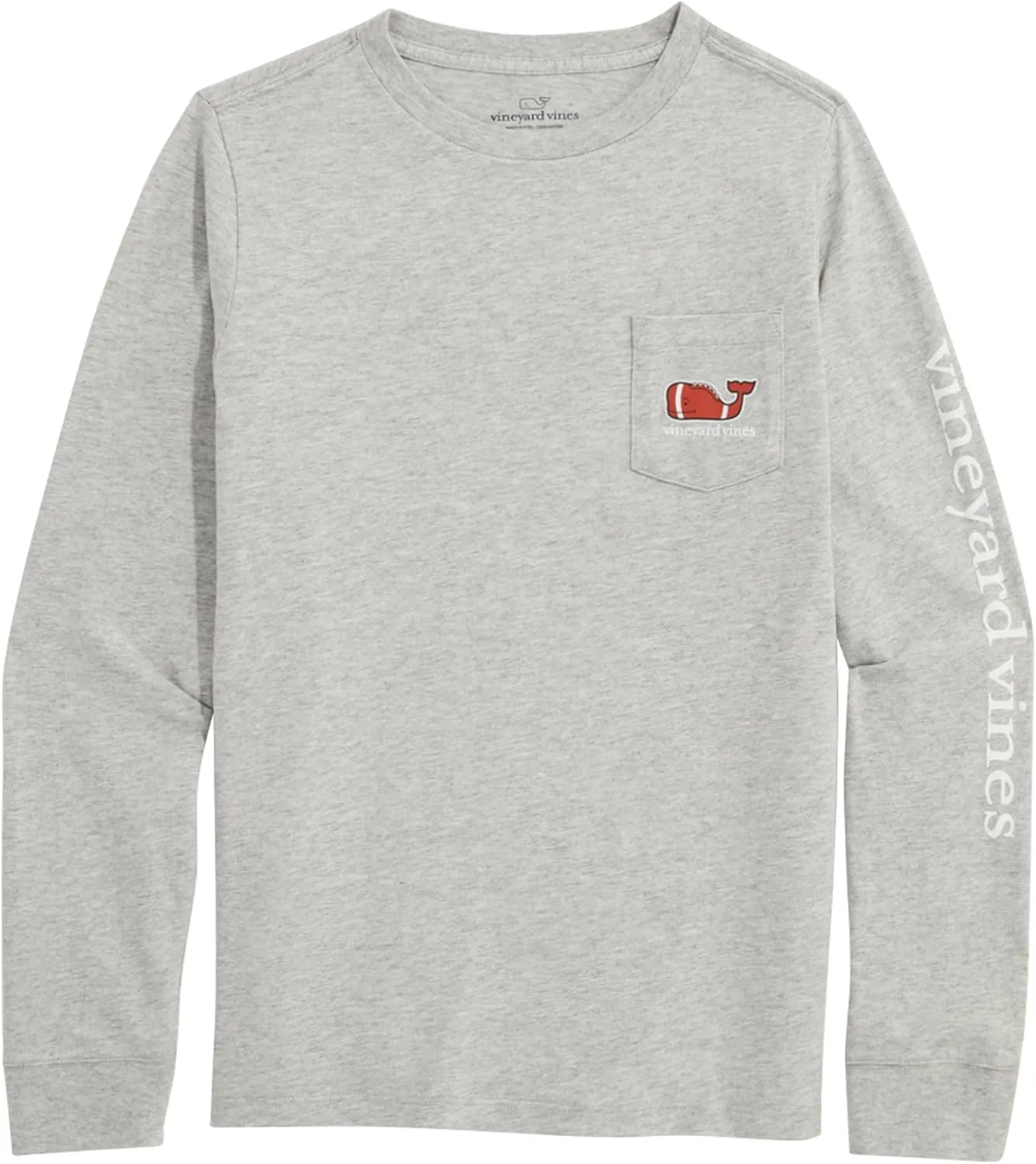 vineyard vines Boys' Long-Sleeve Football Whale Pocket Tee