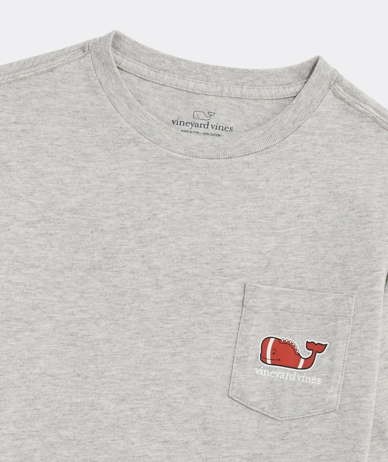 vineyard vines Boys' Long-Sleeve Football Whale Pocket Tee
