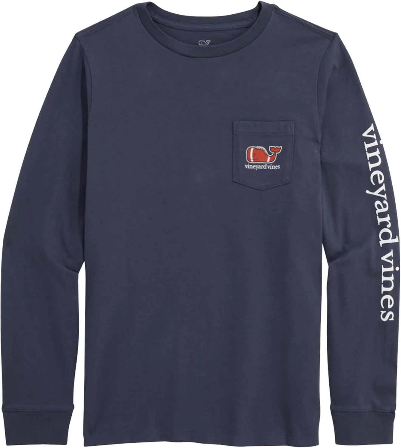vineyard vines Boys' Long-Sleeve Football Whale Pocket Tee