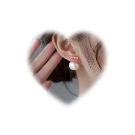 W WEILIRIAN Boho Pearl Ear Jacket Earrings Pearl Bar Stud Earrings Gold Pearl Bead Earrings Pearl Wedding Earrings Two Ways Front Back Earrings Jewelry for Women and Girls Gifts