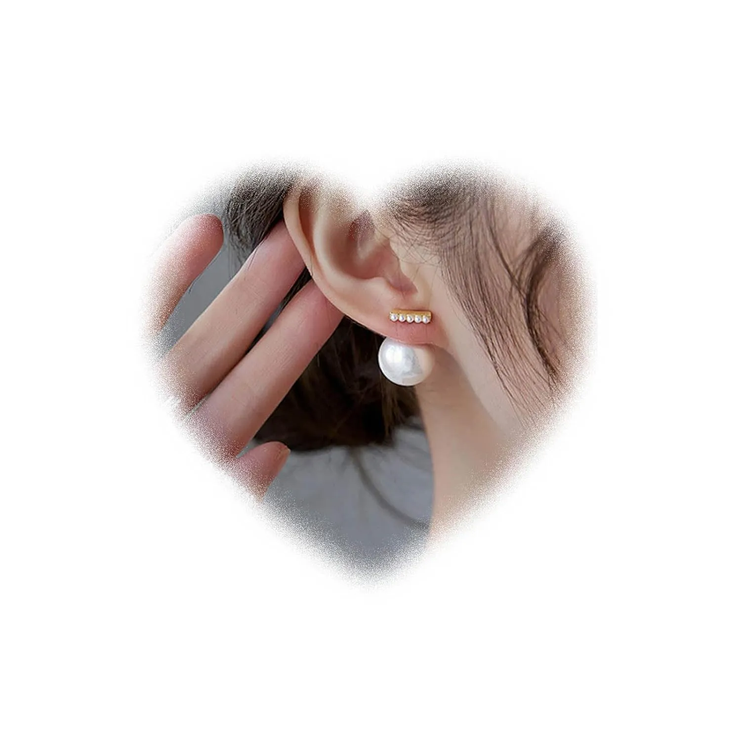 W WEILIRIAN Boho Pearl Ear Jacket Earrings Pearl Bar Stud Earrings Gold Pearl Bead Earrings Pearl Wedding Earrings Two Ways Front Back Earrings Jewelry for Women and Girls Gifts