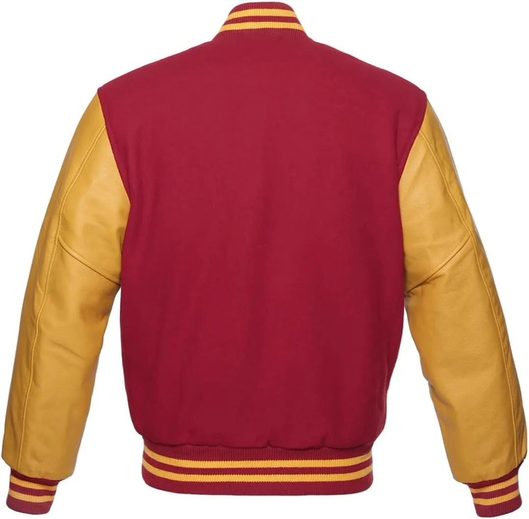 Zaine Enterprises Men's Varsity Baseball Lettermen Basketball Bomber Jacket Multiy Wool & Geniune Leather Sleeves
