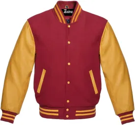 Zaine Enterprises Men's Varsity Baseball Lettermen Basketball Bomber Jacket Multiy Wool & Geniune Leather Sleeves
