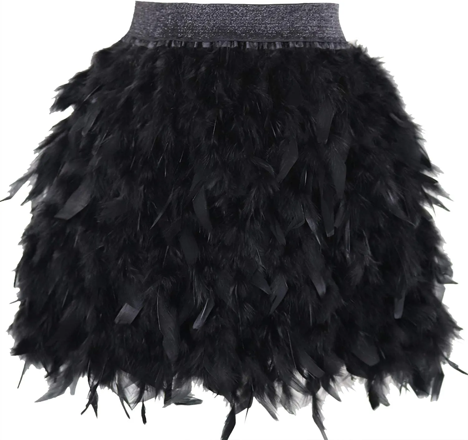 ZAKIA Women's Skirt Real Natural Feather Feather Skirt Casual